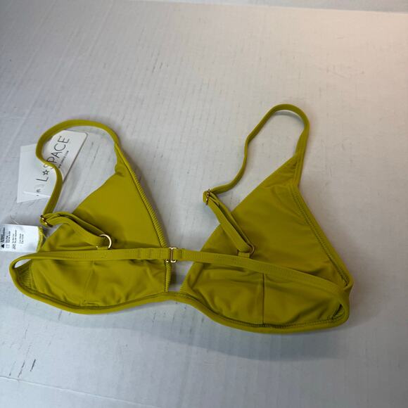 L Space Millie Ribbed Bikini Top Yellow Small NWT Triangle Adjustable Swimwear - Picture 4 of 7